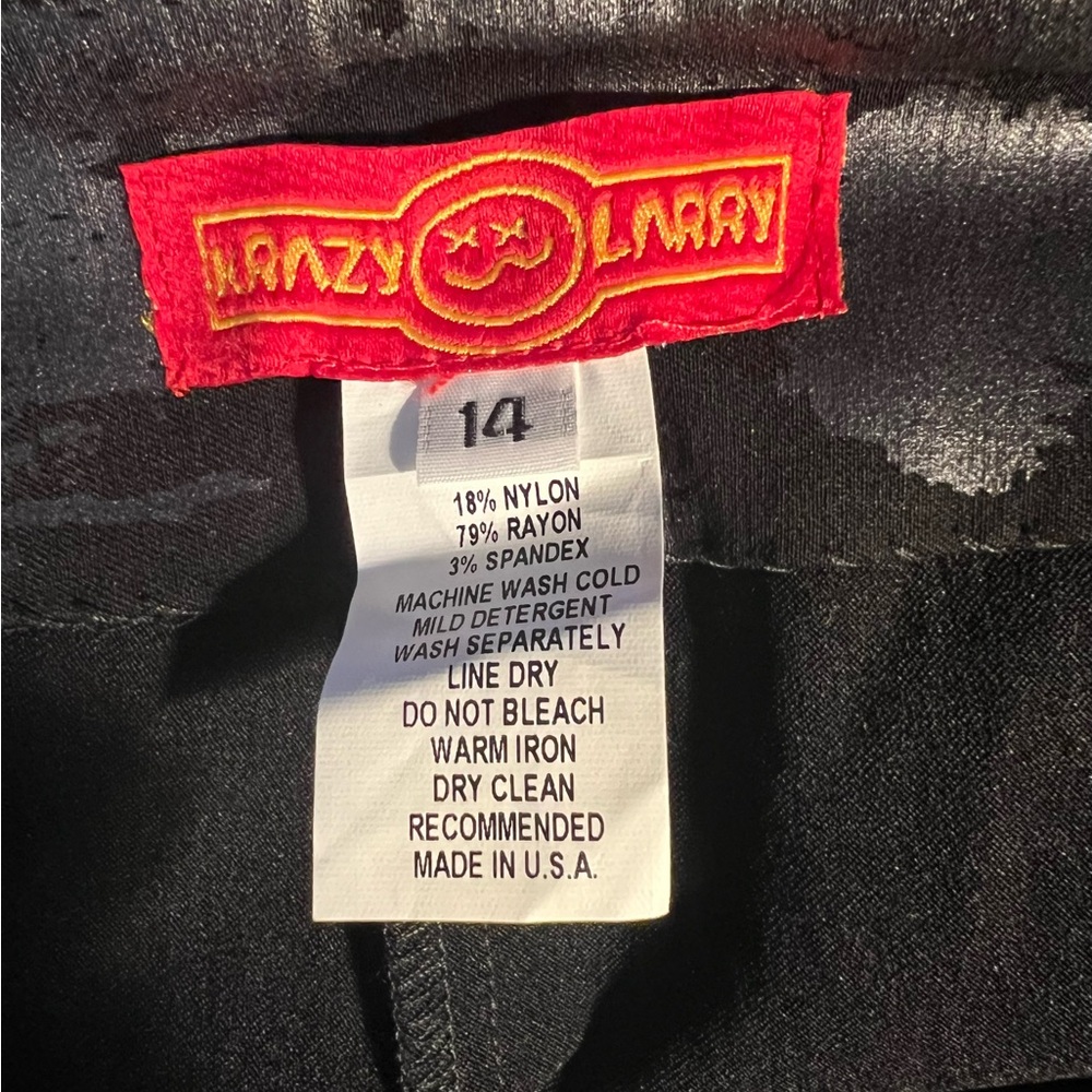 KRAZY LARRY Women's Pants Size 14 Black Silver Stretch Pull-on Slacks